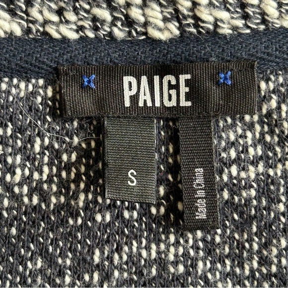 PAIGE Martine Slub Marled Knit V-Neck Pullover Sweater Black & White Small - Picture 5 of 7